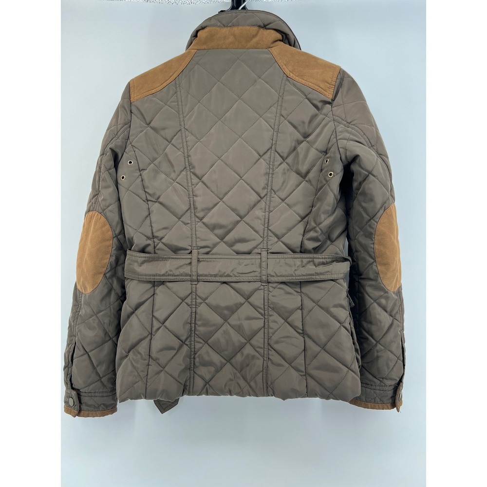 Zara Basic Quilted Jacket Brown Suede Accents Bel… - image 2